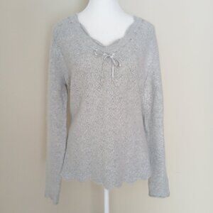 Anthropologie Lucy & Laurel Pullover Sweater Ribbon Tie Size XL
